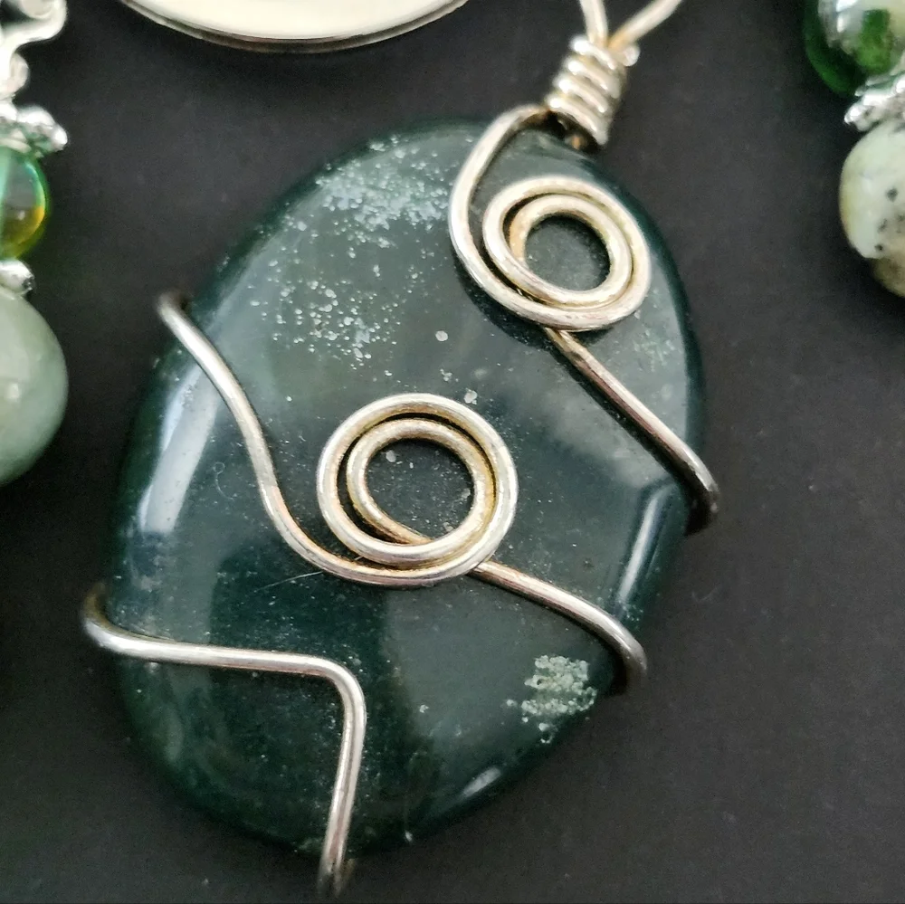 Agate Purse Charm or Keychain Aventurine Jasper Stone Handcrafted